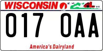 WI license plate 017OAA