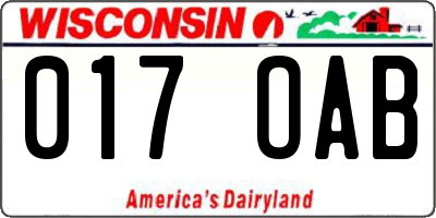 WI license plate 017OAB