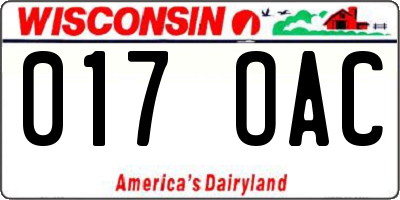 WI license plate 017OAC