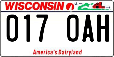 WI license plate 017OAH