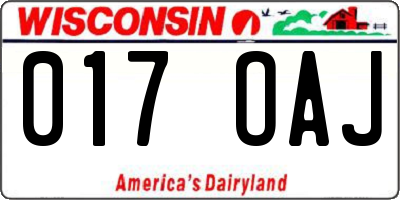WI license plate 017OAJ