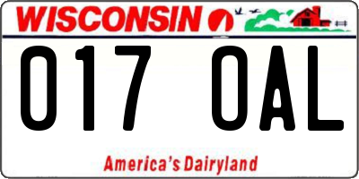 WI license plate 017OAL
