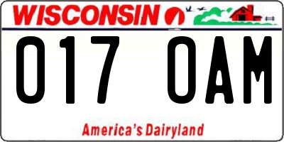WI license plate 017OAM