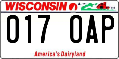 WI license plate 017OAP