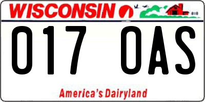 WI license plate 017OAS