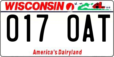 WI license plate 017OAT
