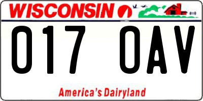 WI license plate 017OAV