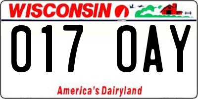 WI license plate 017OAY