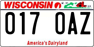 WI license plate 017OAZ