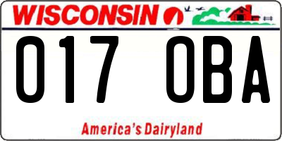 WI license plate 017OBA