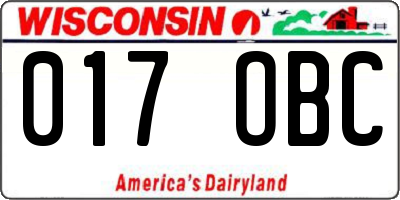 WI license plate 017OBC