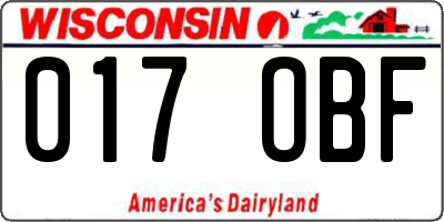 WI license plate 017OBF