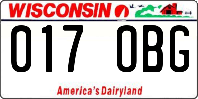 WI license plate 017OBG