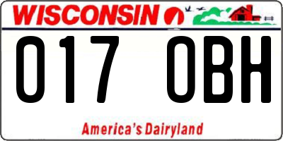 WI license plate 017OBH