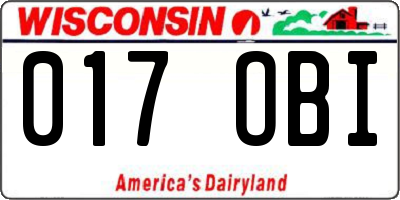 WI license plate 017OBI