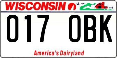 WI license plate 017OBK