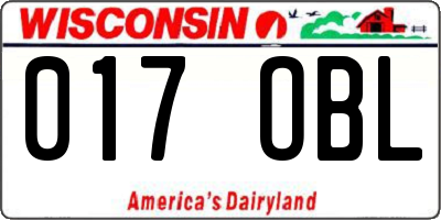 WI license plate 017OBL