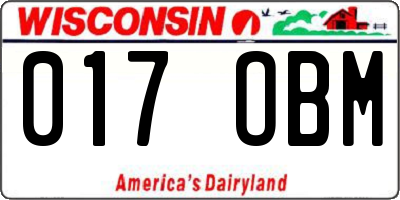 WI license plate 017OBM