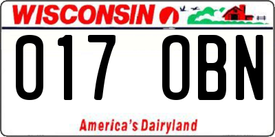 WI license plate 017OBN