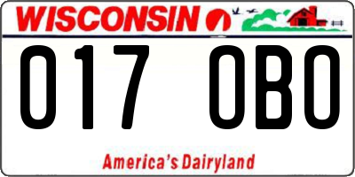 WI license plate 017OBO