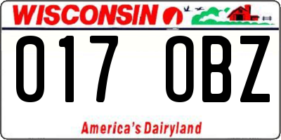 WI license plate 017OBZ