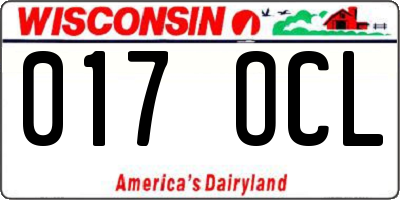 WI license plate 017OCL