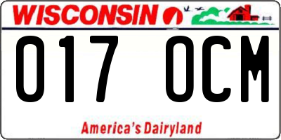 WI license plate 017OCM