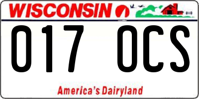 WI license plate 017OCS