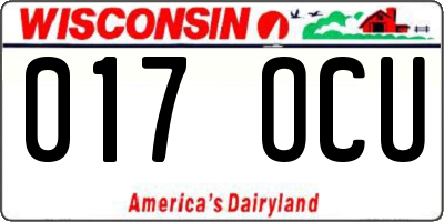 WI license plate 017OCU