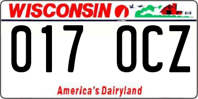 WI license plate 017OCZ