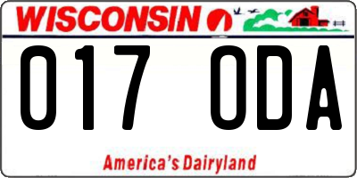 WI license plate 017ODA