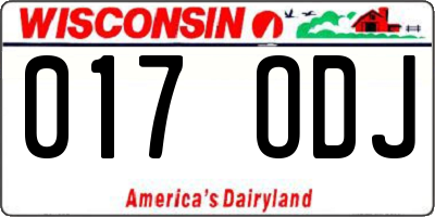 WI license plate 017ODJ