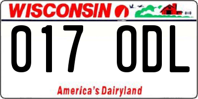 WI license plate 017ODL