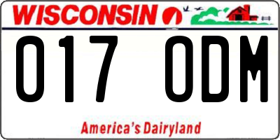 WI license plate 017ODM
