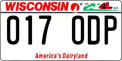 WI license plate 017ODP