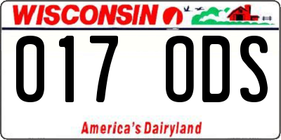 WI license plate 017ODS
