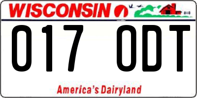 WI license plate 017ODT