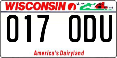 WI license plate 017ODU