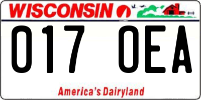WI license plate 017OEA