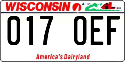 WI license plate 017OEF
