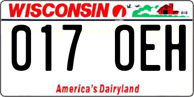 WI license plate 017OEH