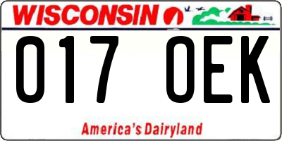 WI license plate 017OEK