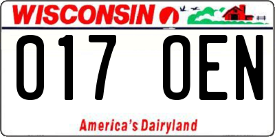 WI license plate 017OEN