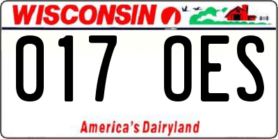 WI license plate 017OES