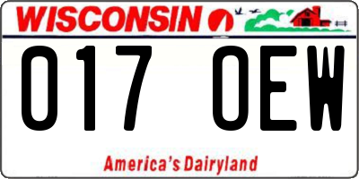 WI license plate 017OEW