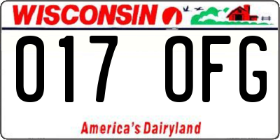 WI license plate 017OFG