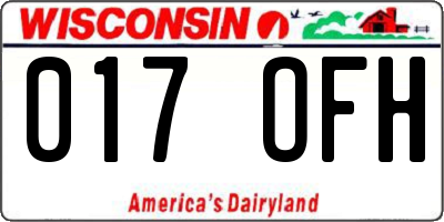 WI license plate 017OFH