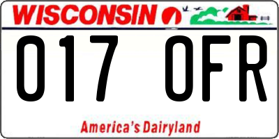 WI license plate 017OFR