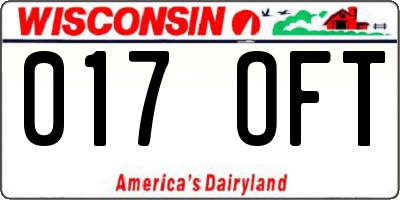 WI license plate 017OFT