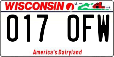 WI license plate 017OFW